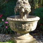 Concrete Ivy Urn with Flowers & Grapes Finial
