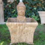 Concrete Square Buddha Fountain Painted Cottage