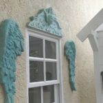 Concrete Petrified Angel Wings and Pediment Painted Cottage