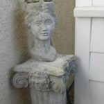 Concrete Crown Lady Head Planter on Ancient Pedestal