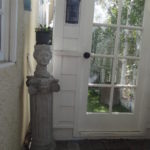 Painted Cottage Concrete Lady Head Planter and Ancient Column