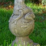 Concrete Frog on a Post Finial and Fountain Spout Painted Cottage