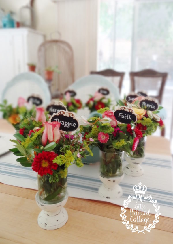 painted cottage flower place cards